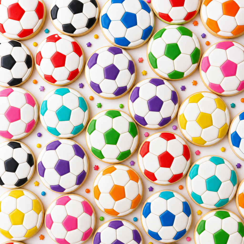 Soccer Ball Cookies - Assorted Colours, Sizes, and Flavours