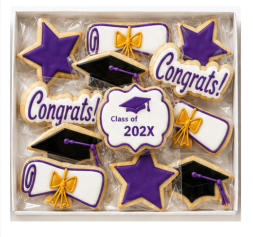 Wilfrid Laurier University colours -  Graduation Cookie Gift Box