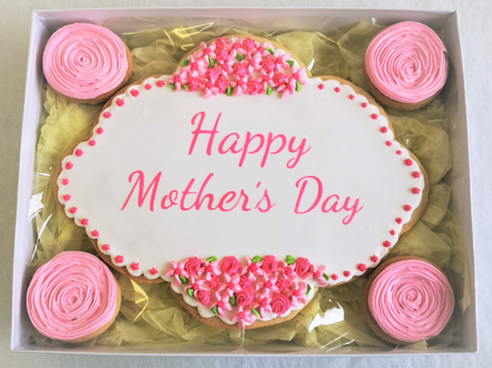Mother's Day Cookie Giftbox - "CookieCake and Roses"  - Delivered or Curbside Pickup